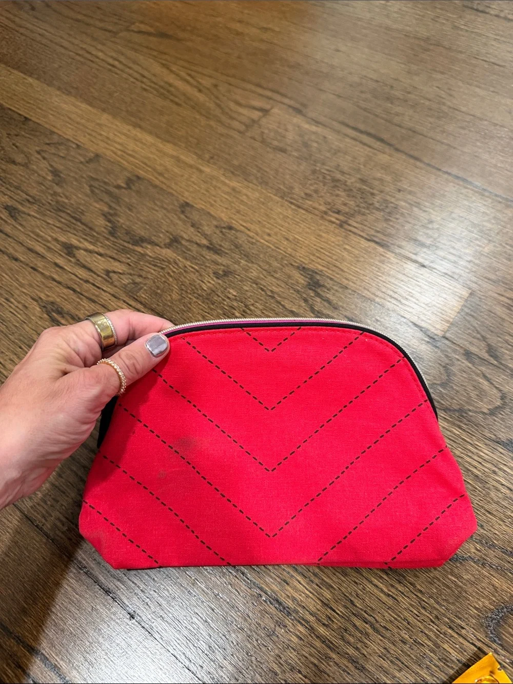 Estee Lauder Red Tassel Cosmetic Pouch with Charm Print and three pairs eye mask